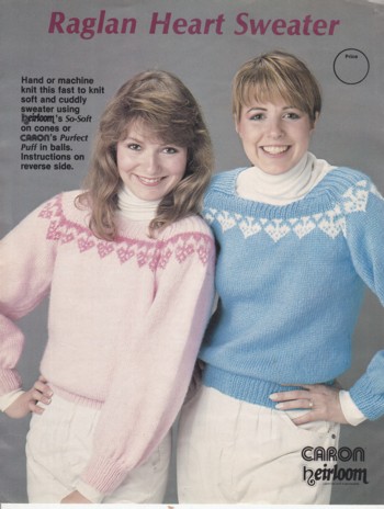 Image for Raglan Heart Sweater: hand or machine knit