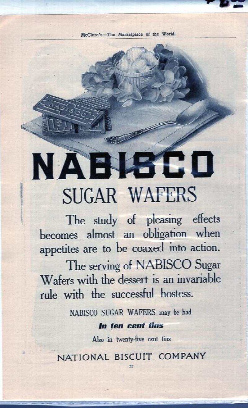 Image for Nabisco Sugar Wafers 1910 Ad